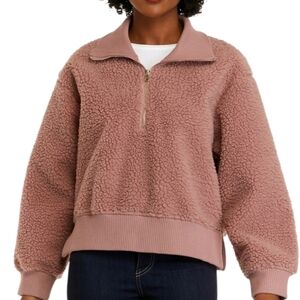 Philosophy Women's Long Sleeve Quarter Zip Sherpa Pullover Jacket